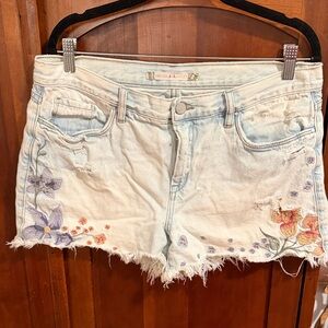 Chelsea & Violet Light Blue Floral Jean Shorts